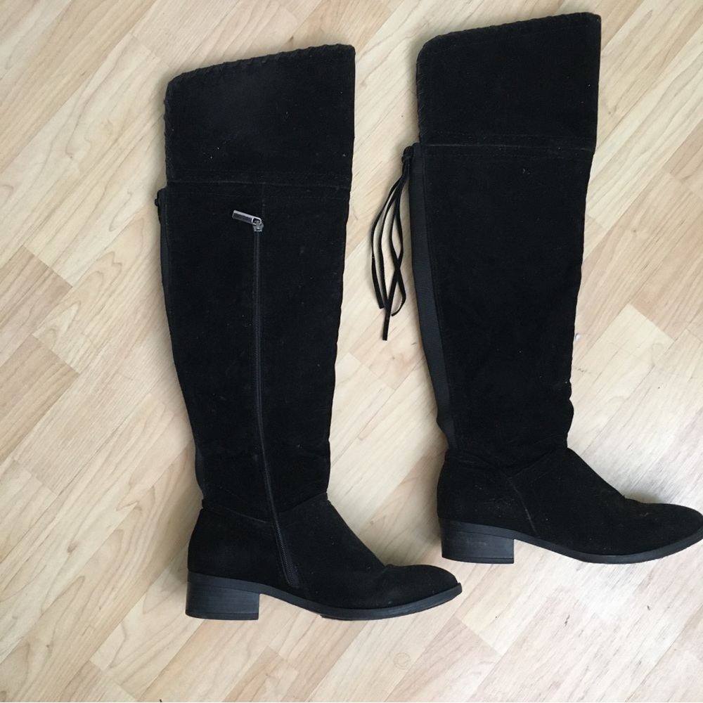 Rue21 Over the Knee Black Fabric Suede Boots Tassel (7/8 M) Medium